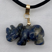Load image into Gallery viewer, Sodalite Rhinoceros Pendant Necklace|Semi Precious Stone Jewelry|14k Pendant