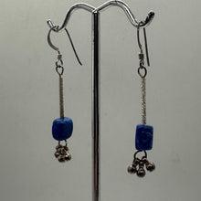 Load image into Gallery viewer, Spark Stardust Lapis Dangle Drop Silver Earrings 5697