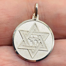 Load image into Gallery viewer, Star of David with Chai Sterling Silver Round Charm | 1" Long | Silver| 1 Charm|