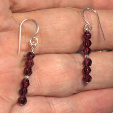 Load image into Gallery viewer, Sparkling Red Garnet & 925 Sterling Silver Dangle Earrings | 1 1/2"Long |