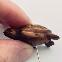 Load image into Gallery viewer, Carved Boxwood Sea Turtle Ojime/Netsuke Bead