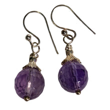 Load image into Gallery viewer, Faceted 10mm Amethyst and Sterling Earrings 309385