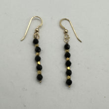 Load image into Gallery viewer, Onyx Faceted 14K Gold Filled Dangle Earrings | 1 3/4" Long | Black | 1 Pair |