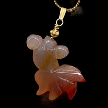 Load image into Gallery viewer, Hand Carved Carnelian Agate Koi Gold Fish Pendant | 1 3/4" Long |