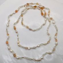 Load image into Gallery viewer, Peach, White Pearl and Moonstone Random | 40" | Peach White Clear | 1 Necklace |