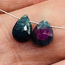 Load image into Gallery viewer, Ruby Zoisite Exquisite Flat Pear Briolette Beads | 7x6x3mm| Green, Red| 2 Beads|