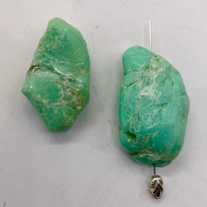 Chrysoprase Natural Nuggets Pendant Beads | 31g | 37x13 to 40x14mm | Green | 2 |