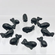 Load image into Gallery viewer, Carved Sea Animals 2 Obsidian Whale Beads | 21x12x10mm | Black