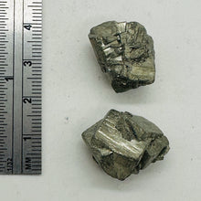 Load image into Gallery viewer, Pyrite Crystal Nugget Beads | 19x16x13 to 19x14x14mm | Silver Gold | 2 Beads |