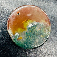 Load image into Gallery viewer, Limbcast Moss Agate Disc Pendant Bead | 34x2mm | Orange, White | 1 Bead |