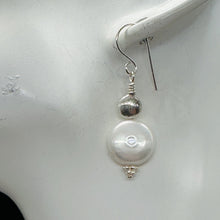 Load image into Gallery viewer, Creamy White Coin Fresh Water Pearl Earrings | 1 1/4" Long | White | 1 Pair |