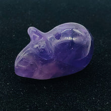 Load image into Gallery viewer, Two Amethyst Carved Mouse Animal Beads | 19x11x11 mm | Purple