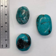 Load image into Gallery viewer, Turquoise Nugget Beads |19g | | 25x10 to 18x13mm | Blue, Black | 3 Beads |