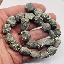 Load image into Gallery viewer, Pyrite Crystals Nugget Strand | 22x15x11 to 17x14x9mm | Silver Gold | 24 Beads|