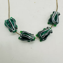 Load image into Gallery viewer, Frog Lampwork Glass Jumping Froggie Beads| 17x12x9mm | Forest Green | 4 Beads |