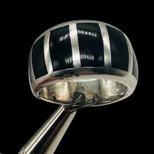 Load image into Gallery viewer, Onyx Sterling Silver Designer Ring | Size 7.5 | Black, Silver | 1 Ring |