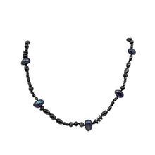 Load image into Gallery viewer, Hematite and Peacock Freshwater Pearl Sterling Silver 22 inches Necklace 200020