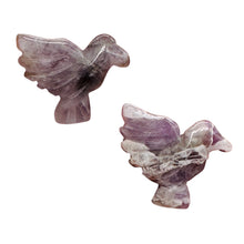 Load image into Gallery viewer, Lovely 2 Hand Carved Amethyst Dove Bird Beads | 18x18x7mm | Purple