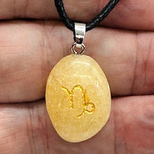Load image into Gallery viewer, Zodiac Capricorn Jasper Stone Oval Pendant | 1 1/2" Long | Yellow | 1 Pendant |