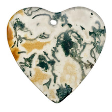 Load image into Gallery viewer, Limbcast Agate Heart Bead | 29x30x2mm | Yellow/Green/Clear | Heart | 1 Bead |