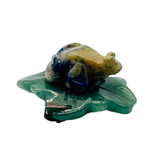 Load image into Gallery viewer, Ribbit 1 Lapis Frog On Aventurine Lily pad Pendant | 28x28.5x11mm | Blue
