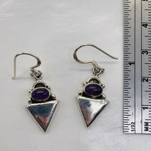 Load image into Gallery viewer, Amethyst Sterling Silver Triangle Earrings | 1" Long | Purple | 1 Pair |