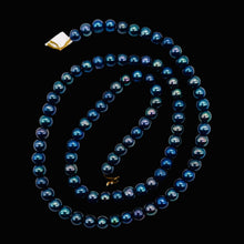 Load image into Gallery viewer, Fresh Water Pearls 16" Strand | Round | 4mm | Peacock Blue | 90 Pearls |