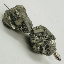 Load image into Gallery viewer, Pyrite Crystal Nugget Beads | 24x24x19mm to 22x16x16mm | Silver Gold | 2 Beads |