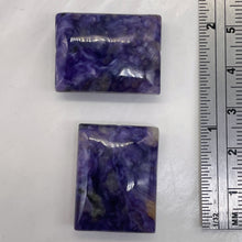 Load image into Gallery viewer, 80cts of Rare Rectangular Pillow Charoite Beads | 2 Beads | 25x19x8mm |