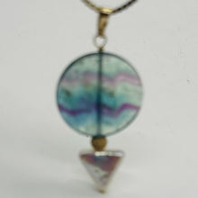 Load image into Gallery viewer, Fluorite, Pearl 14K Gold Filled Pendant | 1 3/4" Long| Purple, Blue | 1 Pendant|