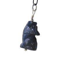 Load image into Gallery viewer, Sodalite Wolf Pendant Necklace | Semi Precious Stone Jewelry | Silver Pendant