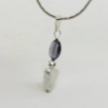 Load image into Gallery viewer, Iolite and Pearl Sterling Silver Pendant |1 3/8" Long| Purple, White| 1 Pendant|