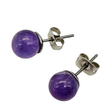 Load image into Gallery viewer, Fashion Amethyst Stud Round Earrings | 8mm | Purple | 1 Pair |