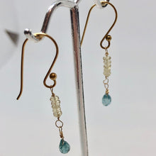 Load image into Gallery viewer, Blue Zircon and Aquamarine w/14K Gold Earrings