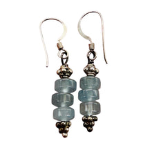 Load image into Gallery viewer, Aquamarine Dangling Sterling Silver Earrings | 1 1/2" Long | Blue, Silver |