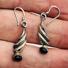 Load image into Gallery viewer, Unique! Onyx Flame Solid Sterling Silver Earrings | 1 1/2" Long |