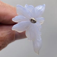 Load image into Gallery viewer, Chalcedony 17ct Hand Carved Flower Bead | 43x25x4mm | Blue | 1 Pendant Bead |
