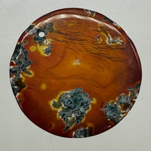 Load image into Gallery viewer, Limbcast Moss Agate Disc Pendant Bead | 33x2mm | Orange, White | 1 Bead |