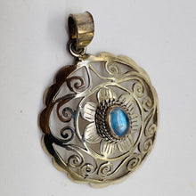Load image into Gallery viewer, Moonstone Sterling Silver Round Filagree Pendant | 1 1/4" Long| Blue| 1 Pendant|