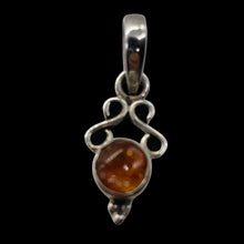 Load image into Gallery viewer, Amber Sterling Silver Bezel Set Pendant | 3/4" Long | Amber | 1 Pendant |