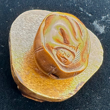 Load image into Gallery viewer, Mermaid on a Lotus Leaf Signed Netsuke Bead | 24x20x14mm | Brown