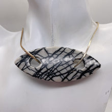 Load image into Gallery viewer, Picasso Jasper Marquis Pendant Bead | 77x32x5mm | Gray Black | 1 Bead |