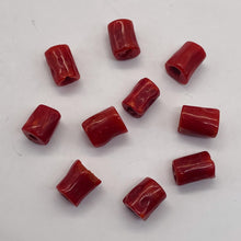 Load image into Gallery viewer, Natural AAA Red Coral Branch Tube Beads | 6 to 7 x 4mm | Red | Tube | 10 Beads |