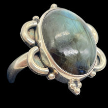 Load image into Gallery viewer, Labradorite Sterling Silver Oval Stone Ring |Size 8 3/4 | Blue Flash | 1 Ring |