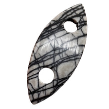 Load image into Gallery viewer, Picasso Jasper Marquis Pendant Bead | 77x32x5mm | Gray Black | 1 Bead |