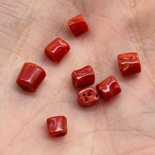 Load image into Gallery viewer, Natural AAA Red Coral Branch Tube Beads | 4 to 5 x 4mm | Red | Tube | 8 Beads |