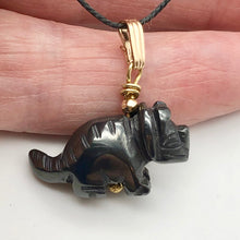 Load image into Gallery viewer, Hematite Triceratops Dinosaur with 14K Gold-Filled Pendant 509303HMG