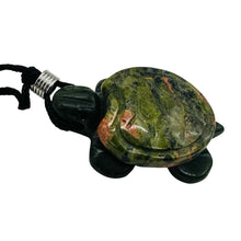 Load image into Gallery viewer, Unakite Stone Turtle Pendant Necklace | 3/4' Long | Green, Pink | 1 Pendant |