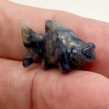 Load image into Gallery viewer, Swimming 2 Hand Carved Sodalite Koi Fish Beads | 23x11x5mm | Blue white