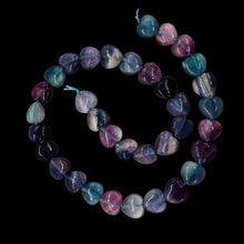 Load image into Gallery viewer, Fluorite Strand Round Heart Beads | 15.5" Long | Blue. Purple. Pink | 35 Beads |